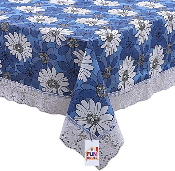 غطاء طاولة الطعام من بلاستك PVC ذات 6 مقاعد، مع تصميم الزهور، 60انش×90انش، من فان هومز (ازرق) احمِ طاولتك بغطاء PVC الزهوري من فان هومز، لطاولة طعام بـ6 مقاعد بمقاس 60×90انش، باللون الأزرق.